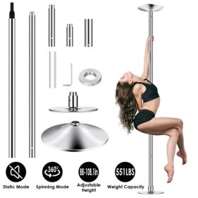 Stripper Dance Pole 45mm Spinning Static Dancing Pole (Color: Silver)