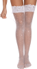Women Sexy Thigh High Stocking Sparkly Rhinestone Fishnets Lace Top Silicone Socks
